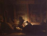REMBRANDT Harmenszoon van Rijn The Holy Family at night oil painting reproduction